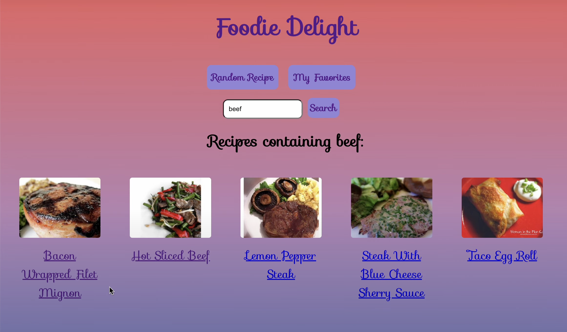 Screenshot of Foodie Delight